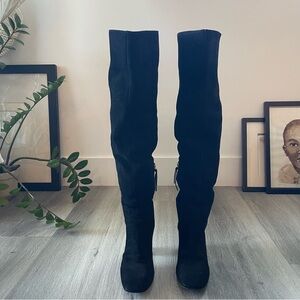 Free People Suede Leather Knee-High Boots Made in Spain Size 39 Scandi Luxury